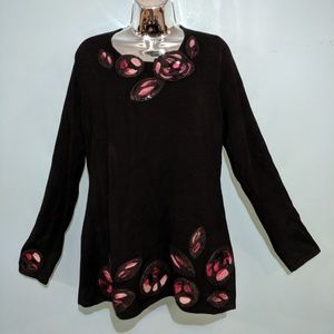 NWT Motive... Boutique Knit Top w/ Rose's Sz XL